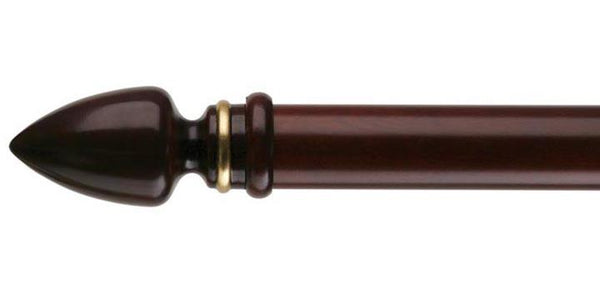 Byron & Byron Mahogany Detail Classic Wood 33mm Curtain Pole Athena finial Standard Cup Brackets - Curtain Poles Emporium