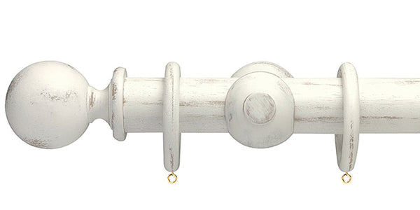 Opus Studio Distressed Chalk 35mm Wooden Curtain Pole Ball Finial