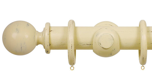 Opus Studio Distressed Cream 48mm Wooden Curtain Pole Ball Finial