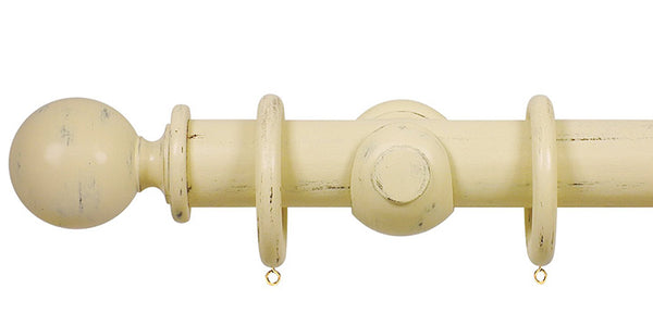 Opus Studio Distressed Cream 35mm Wooden Curtain Pole Ball Finial