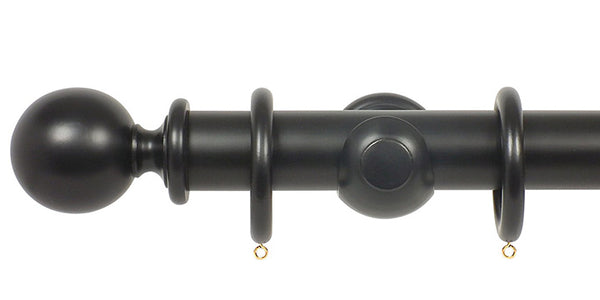 Opus Studio Painted Solid Colour Ebony 35mm Wooden Curtain Pole Ball Finial