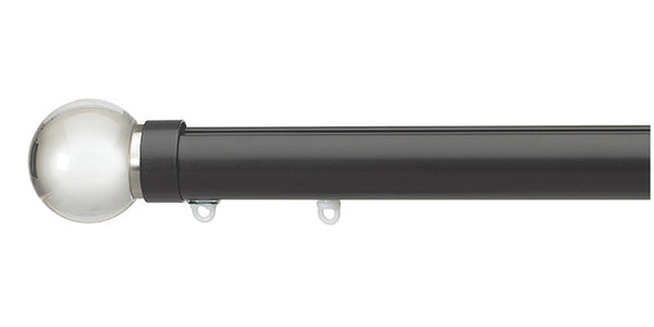 Silent Gliss Metropole 30mm Black Hand Drawn Track Fused Clear Glass Ball Finial