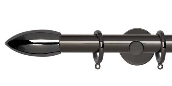 Hallis Neo Original 28mm Black Nickel Curtain Pole Bullet Finial Cylinder Bracket - Curtain Poles Emporium
