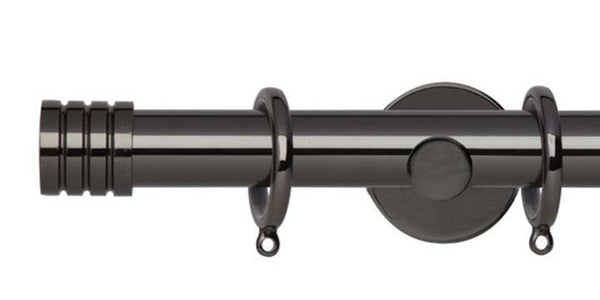 Hallis Neo Original 28mm Black Nickel Curtain Pole Stud Finial Cylinder Bracket - Curtain Poles Emporium
