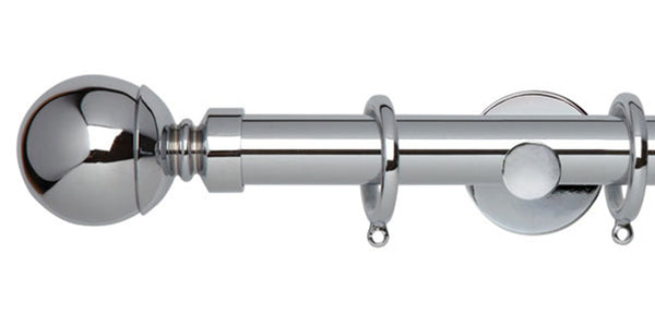 Hallis Neo Original 28mm Chrome Curtain Pole Ball Finial Cylinder Bracket - Curtain Poles Emporium