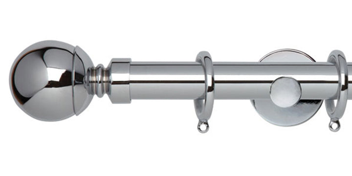 Hallis Neo Original 28mm Chrome Curtain Pole Ball Finial Cylinder Bracket - Curtain Poles Emporium
