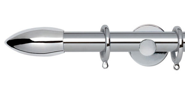 Hallis Neo Original 28mm Chrome Curtain Pole Bullet Finial Cylinder Bracket - Curtain Poles Emporium