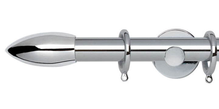 Hallis Neo Original 28mm Chrome Curtain Pole Bullet Finial Cylinder Bracket - Curtain Poles Emporium