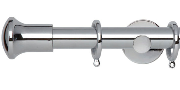 Hallis Neo Original 28mm Chrome Curtain Pole Trumpet Finial Cylinder Bracket - Curtain Poles Emporium