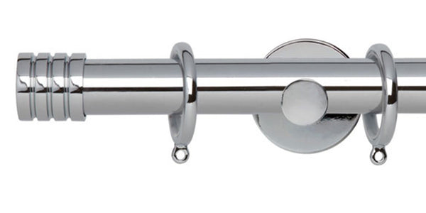 Hallis Neo Original 28mm Chrome Curtain Pole Stud Finial Cylinder Bracket - Curtain Poles Emporium