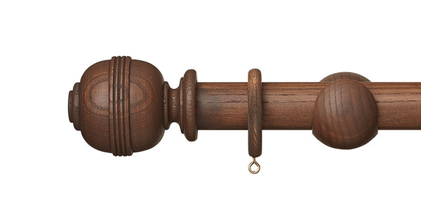 Hallis Hudson Eden 35mm Cocoa Curtain Pole Ridged Ball Finial