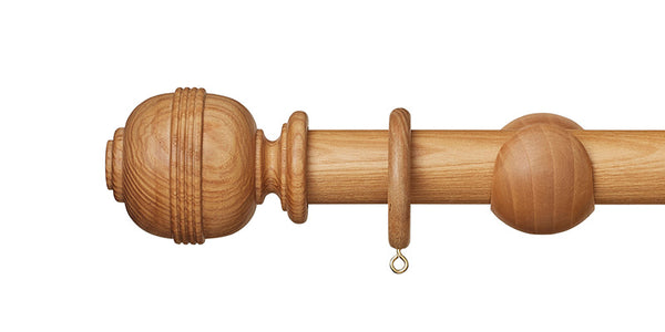 Hallis Hudson Eden 35mm Natural Curtain Pole Ridged Ball Finial