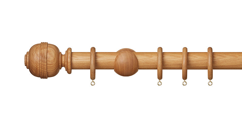 Hallis Hudson Eden 35mm Natural Curtain Pole Ridged Ball Finial