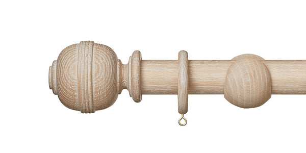 Hallis Hudson Eden 35mm Oatmeal Curtain Pole Ridged Ball Finial