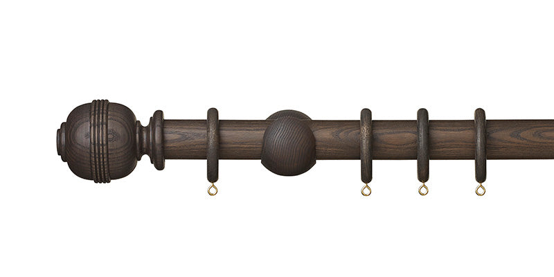 Hallis Hudson Eden 35mm Umber Curtain Pole Ridged Ball Finial