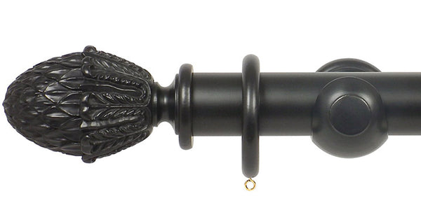 Opus Studio Painted Solid Colour Ebony 48mm Wooden Curtain Pole Pineapple Finial