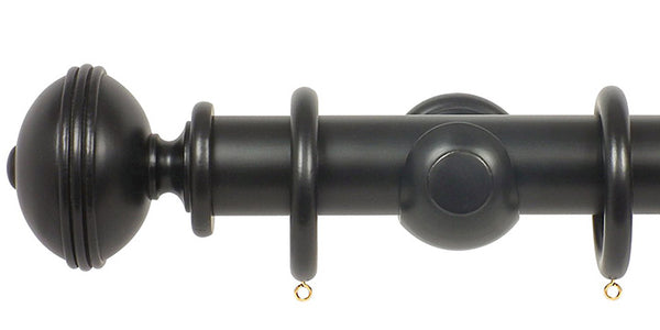 Opus Studio Painted Solid Colour Ebony 48mm Wooden Curtain Pole Ribbed Finial