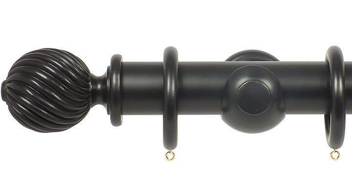 Opus Studio Painted Solid Colour Ebony 48mm Wooden Curtain Pole Twisted Finial