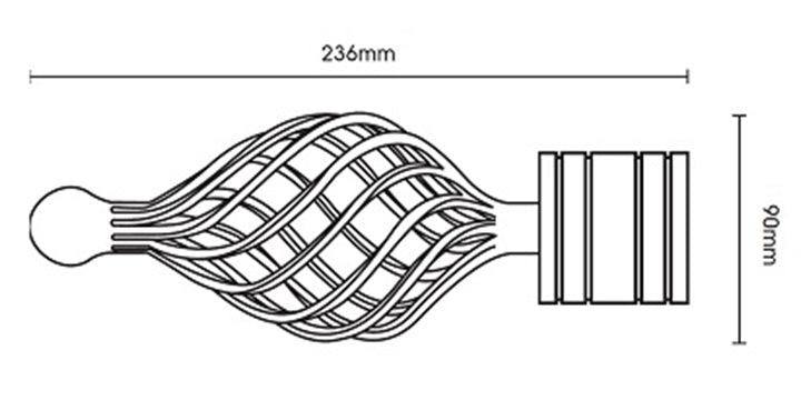 Galleria Metals 50mm Chrome Curtain Pole Twisted Cage Finial