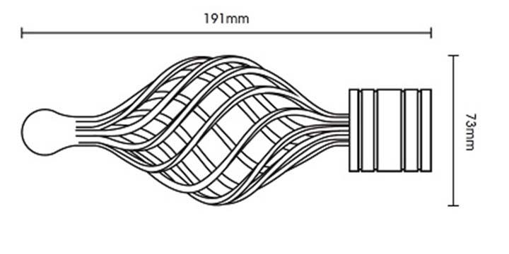 Galleria Metals 35mm Brushed Silver Curtain Pole Twisted Cage Finial - Curtain Poles Emporium