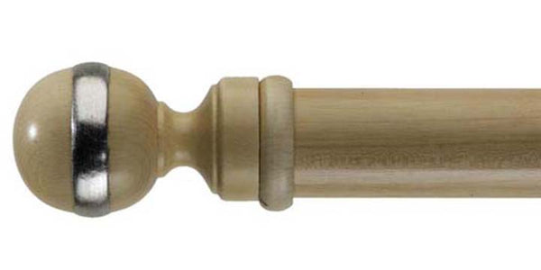 Byron & Byron 33mm Classic Pale Ash Detailed Curtain Pole Globe Finial - Curtain Poles Emporium