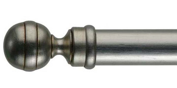 Byron & Byron 33mm Classic Silver Leaf Mecca Curtain Pole Globe Finial - Curtain Poles Emporium