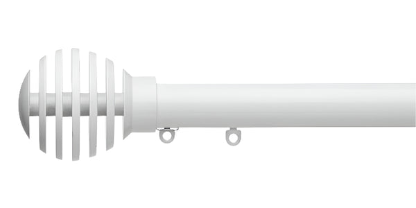 Silent Gliss Metropole 30mm White Hand Drawn Track Groove Ball Finial