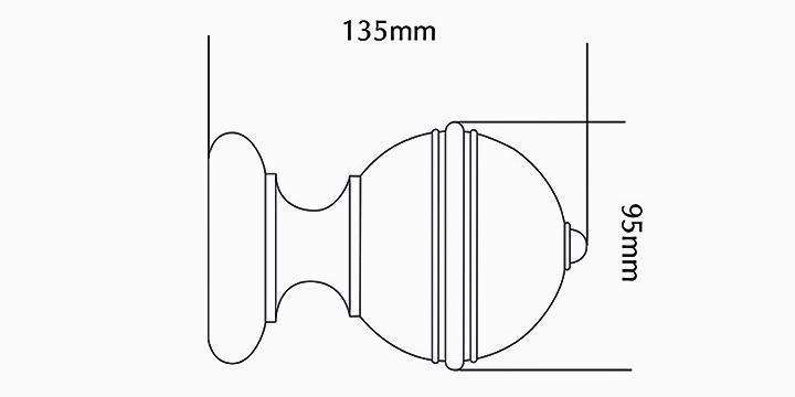 Jones Florentine 50mm Putty Curtain Pole Ribbed Ball Finial - Curtain Poles Emporium