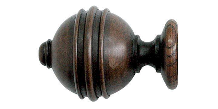 Jones Florentine 50mm Oak Curtain Pole Ribbed Ball Finial - Curtain Poles Emporium