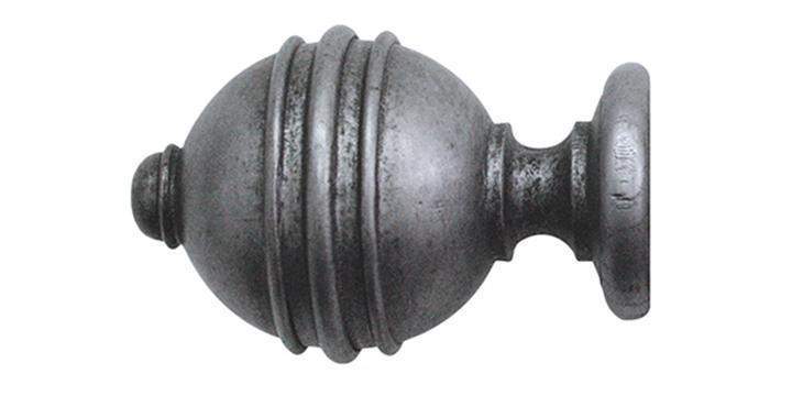 Jones Florentine 50mm Pewter Curtain Pole Ribbed Ball Finial - Curtain Poles Emporium