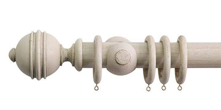 Jones Florentine 50mm Putty Curtain Pole Ribbed Ball Finial - Curtain Poles Emporium
