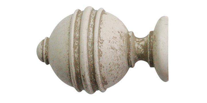 Jones Florentine 50mm Putty Curtain Pole Ribbed Ball Finial - Curtain Poles Emporium