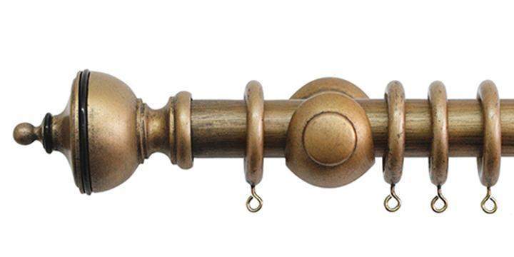 Jones Cathedral 30mm Antique Gold Curtain Pole Exeter finial - Curtain Poles Emporium