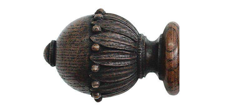 Jones Cathedral 30mm Oak Curtain Pole Wells finial - Curtain Poles Emporium