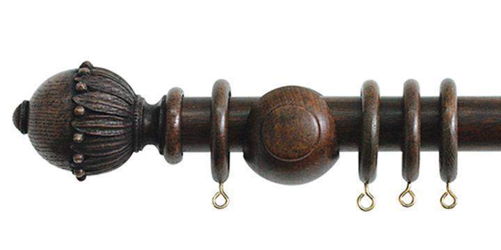 Jones Cathedral 30mm Oak Curtain Pole Wells finial - Curtain Poles Emporium