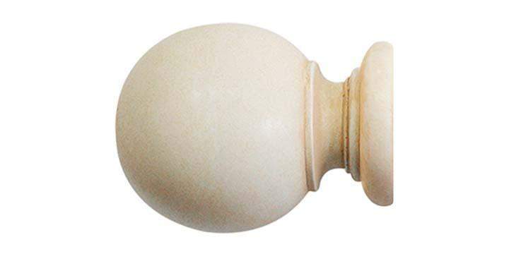 Jones Cathedral 30mm Ivory Curtain Pole Plain Ball finial - Curtain Poles Emporium