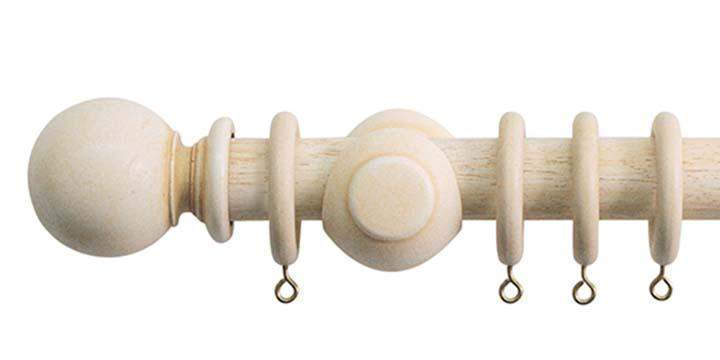 Jones Cathedral 30mm Ivory Curtain Pole Plain Ball finial - Curtain Poles Emporium