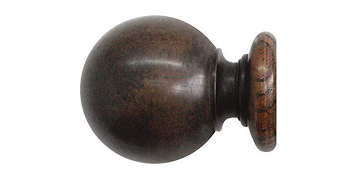 Jones Cathedral 30mm Oak Curtain Pole Plain Ball finial - Curtain Poles Emporium