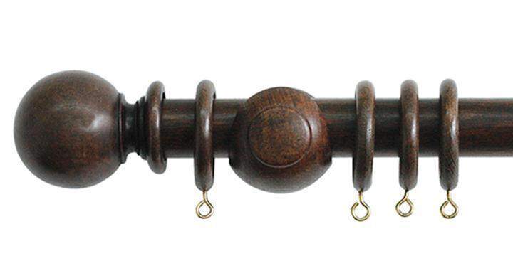 Jones Cathedral 30mm Oak Curtain Pole Plain Ball finial - Curtain Poles Emporium