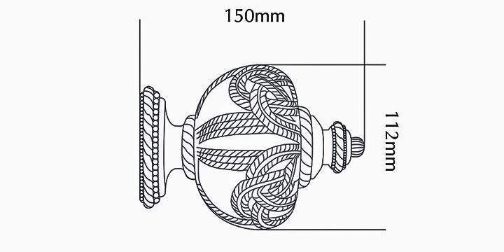 Jones Florentine 50mm Oak Curtain Pole Rope Finial - Curtain Poles Emporium