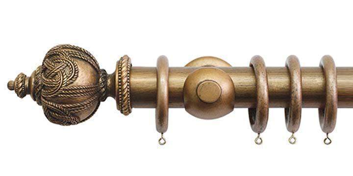 Jones Florentine 50mm Antique Gold Curtain Pole Rope Finial - Curtain Poles Emporium