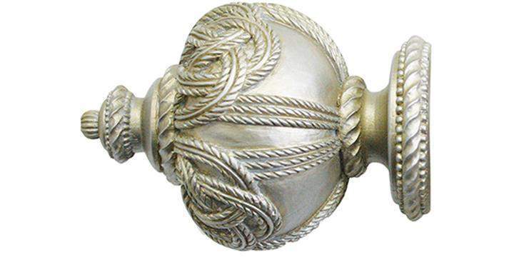 Jones Florentine 50mm Champagne Silver Curtain Pole Rope Finial - Curtain Poles Emporium