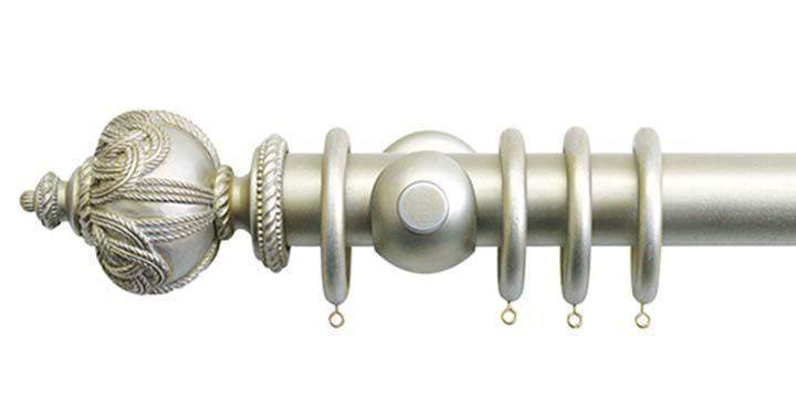 Jones Florentine 50mm Champagne Silver Curtain Pole Rope Finial - Curtain Poles Emporium