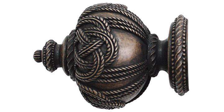 Jones Florentine 50mm Oak Curtain Pole Rope Finial - Curtain Poles Emporium