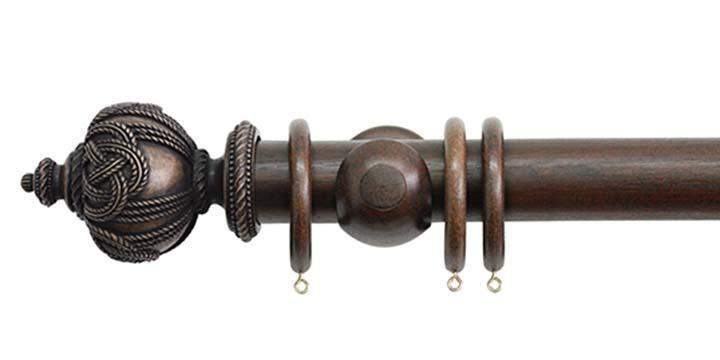 Jones Florentine 50mm Oak Curtain Pole Rope Finial - Curtain Poles Emporium