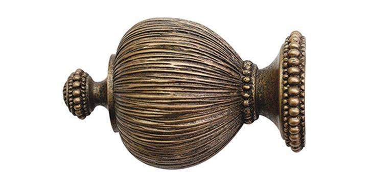 Jones Florentine 50mm Antique Gold Curtain Pole Pleated Finial - Curtain Poles Emporium