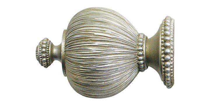 Jones Florentine 50mm Champagne Silver Curtain Pole Pleated Finial - Curtain Poles Emporium