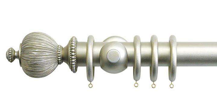 Jones Florentine 50mm Champagne Silver Curtain Pole Pleated Finial - Curtain Poles Emporium