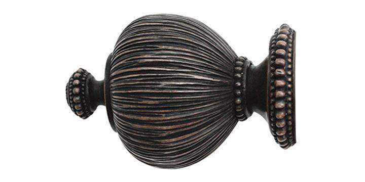 Jones Florentine 50mm Oak Curtain Pole Pleated Finial - Curtain Poles Emporium