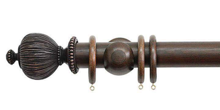 Jones Florentine 50mm Oak Curtain Pole Pleated Finial - Curtain Poles Emporium